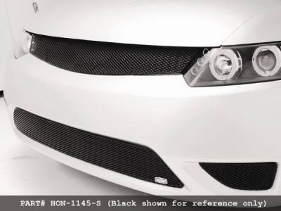 Grillcraft - Honda Civic 2DR MX Series Silver Lower Grille - 3PC - HON-1145-S