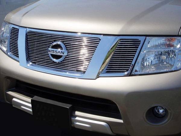 Grillcraft - Nissan Frontier BG Series Black Billet Upper Grille - With Logo Cut Out - 3PC - NIS-1526-BAO