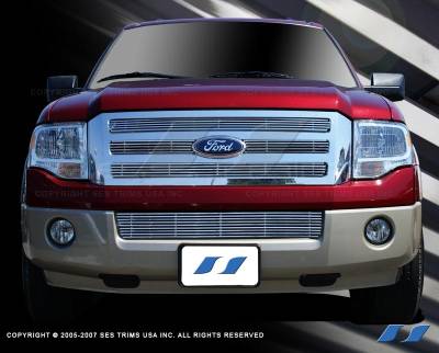 SES Trim - Ford Expedition SES Trim Billet Grille - 304 Chrome Plated Stainless Steel - Bottom - CG152B