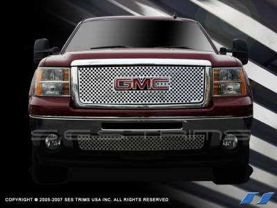 SES Trim - GMC Sierra SES Trim Stamped Grille - 304 Chrome Plated Stainless Steel - Bottom - CGP151B