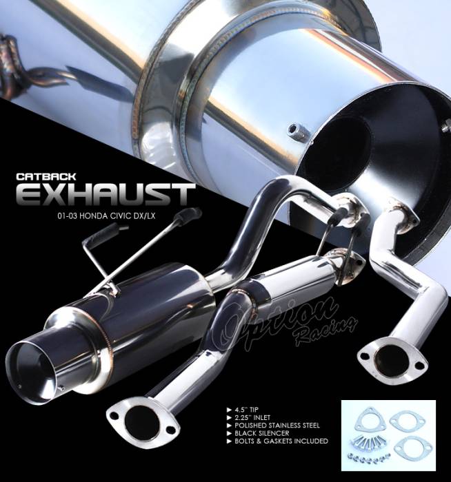 OptionRacing - Honda Civic Option Racing Cat-Back Exhaust - 41-20136