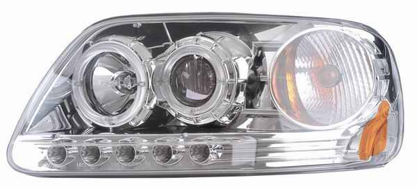 Matrix - Clear Projector Headlights with Chrome Housing and Halo Ring - 1PC - 91149