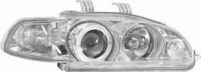I-Tech - I-Tech Projector Headlights with Chrome Housing and Halo Ring and Clear lights with 1PC - 02ITHC92PCCRIM