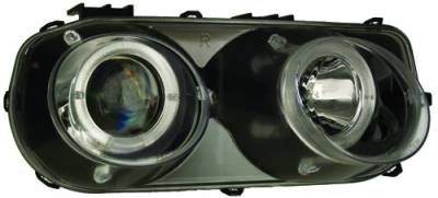 In Pro Carwear - Acura Integra IPCW Headlights - Projector with Rings - Black Housing & Clear Projector - 1 Pair - CWS-107B2