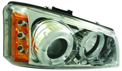 In Pro Carwear - Chevrolet Silverado IPCW Headlights - Projector with Rings with Amber Reflector - 1 Pair - CWS-337C2