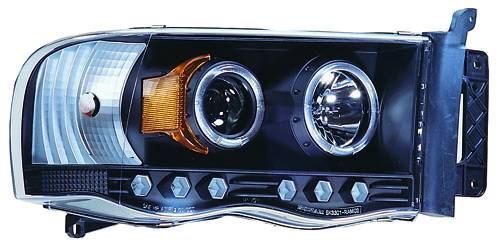 In Pro Carwear - Dodge Ram IPCW Headlights - Projector with Rings with Amber Reflector - 1 Pair - CWS-408B2