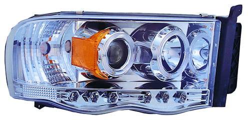 In Pro Carwear - Dodge Ram IPCW Headlights - Projector with Rings with Amber Reflector - 1 Pair - CWS-408C2