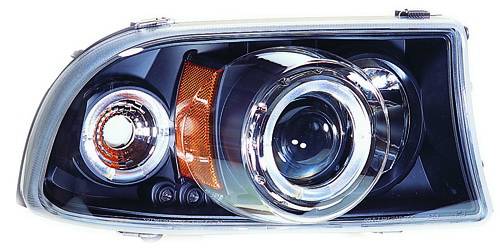 In Pro Carwear - Dodge Dakota IPCW Headlights - Projector with Rings & Corners with Amber Reflector - 1 Pair - CWS-411B2