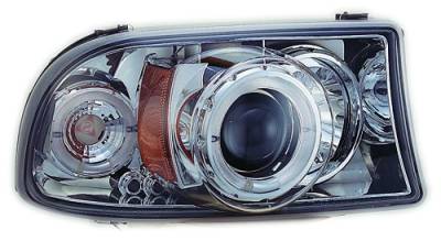 In Pro Carwear - Dodge Durango IPCW Headlights - Projector with Rings & Corners with Amber Reflector - 1 Pair - CWS-411C2