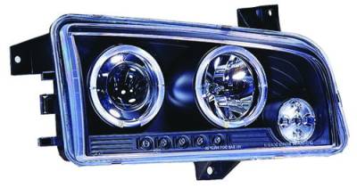 In Pro Carwear - Dodge Charger IPCW Headlights - Projector with Rings - 1 Pair - CWS-416B2