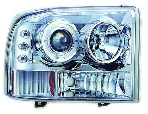 In Pro Carwear - Ford Superduty IPCW Headlights - Projector with Rings & Corners with Amber Reflector - 1 Pair - CWS-500C2