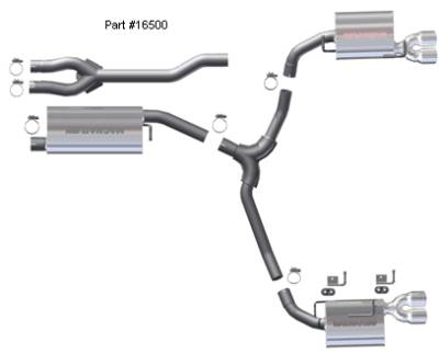 MagnaFlow - Magnaflow Dual Exit Stainless Steel Cat-back Exhaust System with Quad Tips - 16500