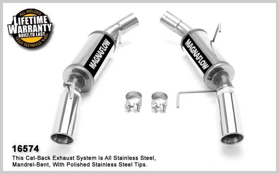 MagnaFlow - Ford Mustang Magnaflow Dual Split Rear Exit Stainless Steel Axle-Back Exhaust System - 16574