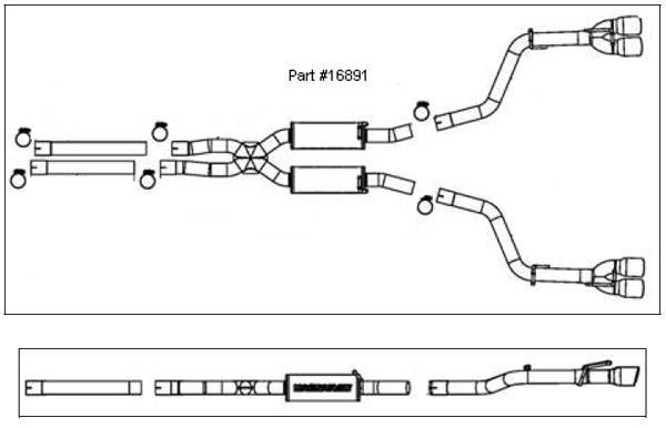 MagnaFlow - Magnaflow Dual Exit Stainless Steel Competition Series Cat-Back System with Quad Tips - 16891