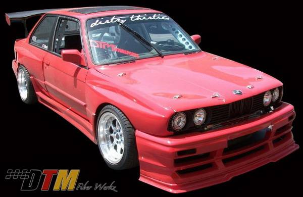 DTM Fiberwerkz - BMW 3 Series DTM Fiberwerkz OEM Style Pin Down Hood - FRP - E30-OEM-STYL