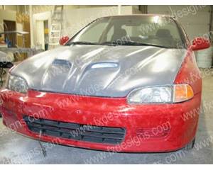 FX Designs - Honda Civic FX Design Pin On Style Ram Air Hood - FX-918