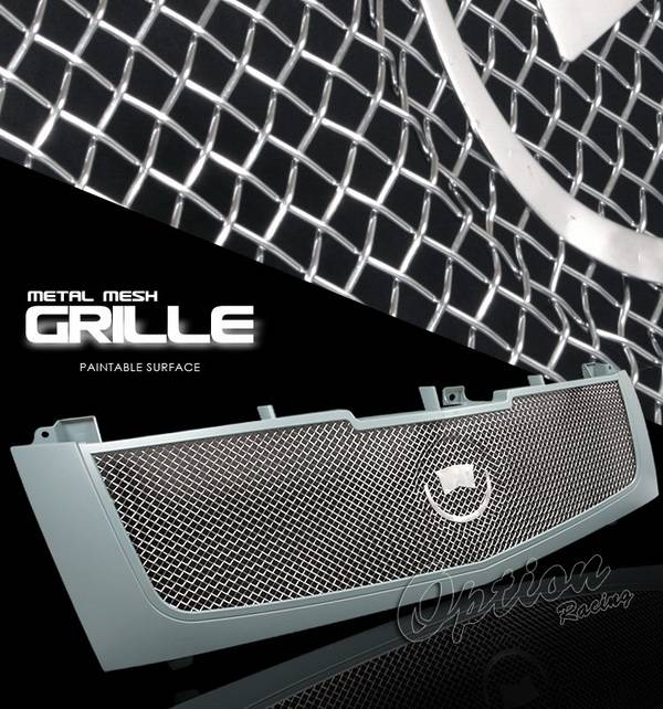 OptionRacing - Cadillac Escalade Option Racing Chrome Grille - Stainless Steel Mesh - Grey - 1PC - 65-14379