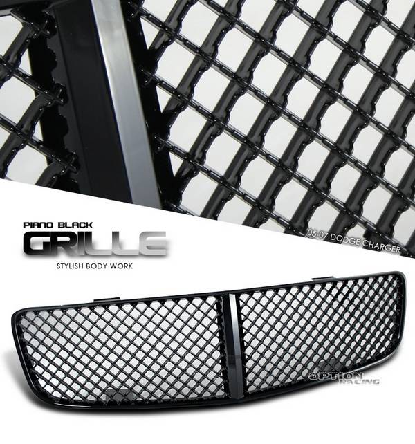OptionRacing - Dodge Charger Option Racing Black Grille - Diamond Style - Black - 65-17144