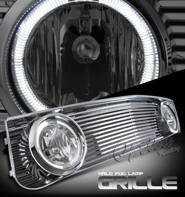 OptionRacing - Ford Mustang Option Racing Chrome Grille with Foglight Opening - Billet - Chrome - 1PC - 65-18312