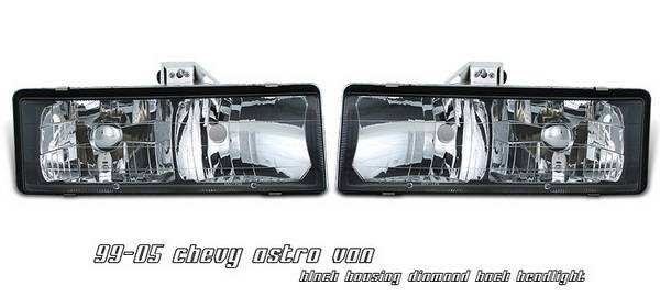 OptionRacing - Chevrolet Astro Option Racing Headlights - Black - 10-15112