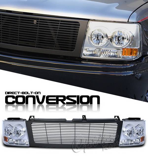 OptionRacing - Chevrolet Silverado Option Racing Headlights - Black & Chrome - 10-15260