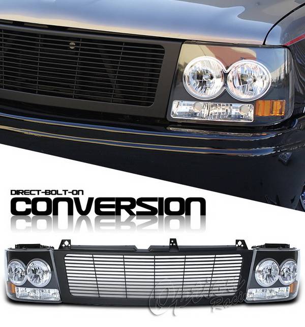 OptionRacing - Chevrolet Silverado Option Racing Headlights - Black & Black - 10-15261