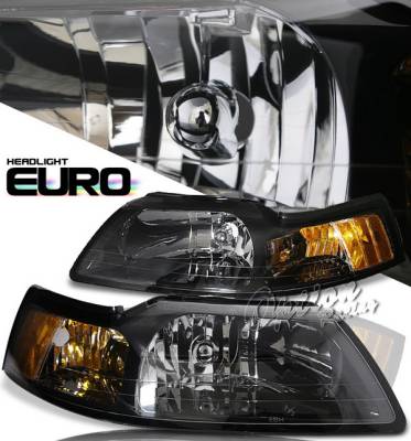 OptionRacing - Ford Mustang Option Racing Headlights - Black - 10-18288