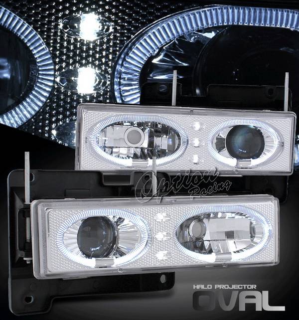 OptionRacing - Chevrolet C10 Option Racing Projector Headlights - Chrome Housing - 11-15332