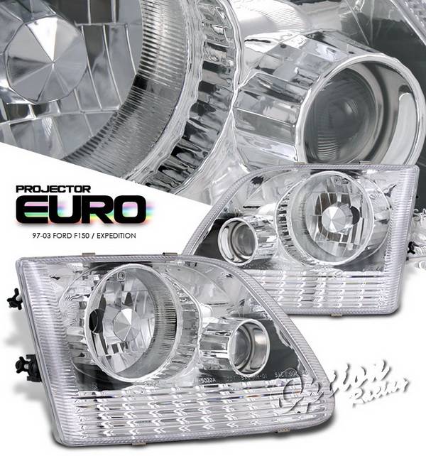 OptionRacing - Ford Expedition Option Racing Projector Headlights - Chrome Euro Style - 11-18321