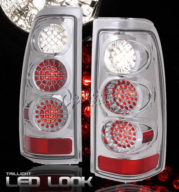 OptionRacing - Chevrolet Silverado Option Racing Taillights - LED Look - LED Look - Chrome Diamond Cut - 17-15363