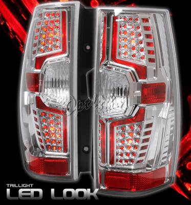 OptionRacing - Chevrolet Suburban Option Racing Taillights - LED Look - Chrome Diamond Cut - 17-15364