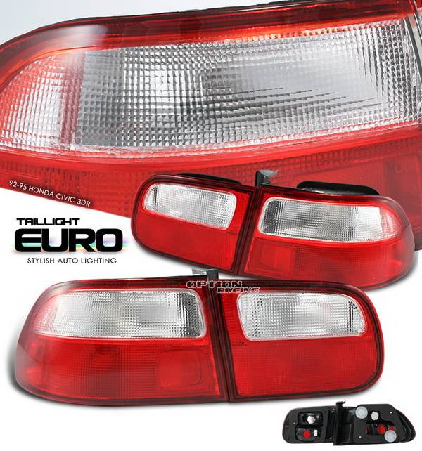 OptionRacing - Honda Civic HB Option Racing Taillights - Red & Clear - 17-20269