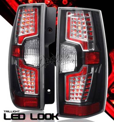 OptionRacing - Chevrolet Suburban Option Racing Taillights - LED Look - Black Chrome Diamond Cut - 19-15358