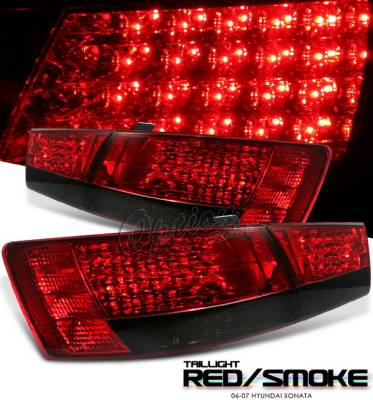 OptionRacing - Hyundai Sonata Option Racing LED Taillights - Red & Smoke LED Taillights - 21-22127