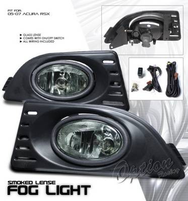 OptionRacing - Acura RSX Option Racing Fog Light Kit with Wiring Kit - Smoke - 28-10213