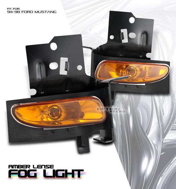 OptionRacing - Ford Mustang Option Racing Fog Light Kit - Amber - 28-18121
