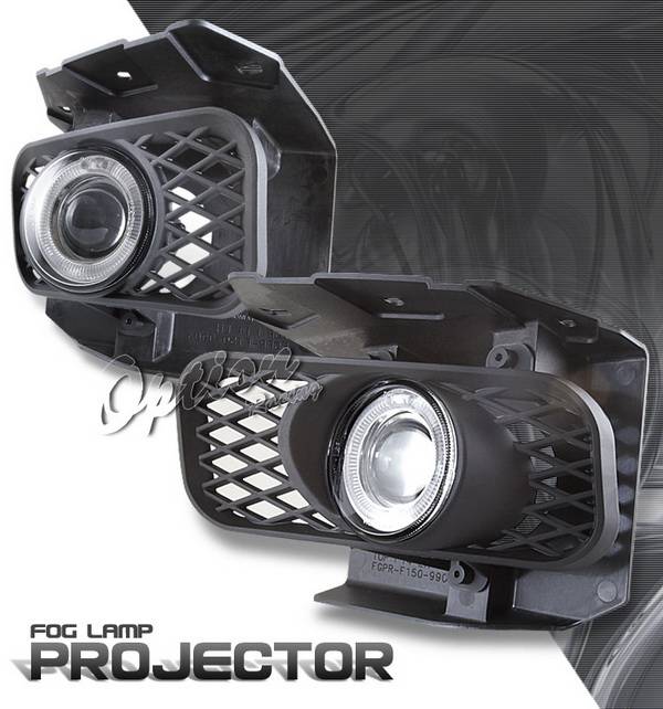 OptionRacing - Ford F150 Option Racing Fog Light Kit - Halo Projector - 28-18243