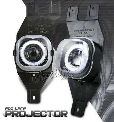 OptionRacing - Ford F250 Option Racing Fog Light Kit - Halo Projector - 28-18245