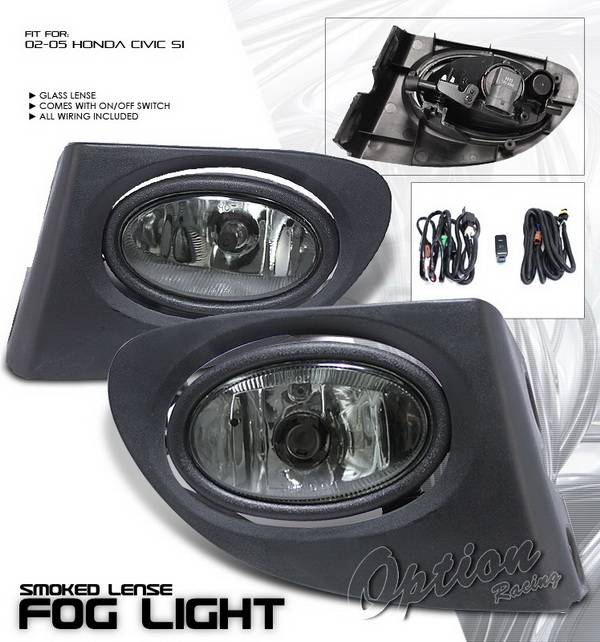 OptionRacing - Honda Civic Option Racing Fog Light Kit with Wiring Kit - Smoke - 28-20209