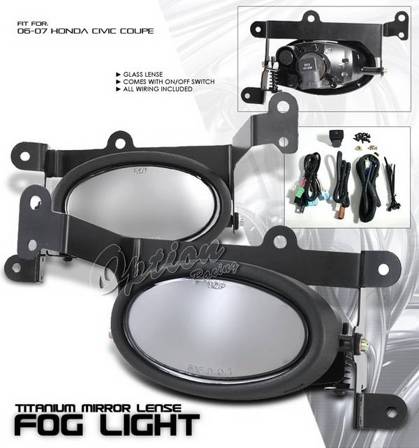 OptionRacing - Honda Civic 2DR Option Racing Fog Light Kit with Wiring Kit - Smoke - 28-20217