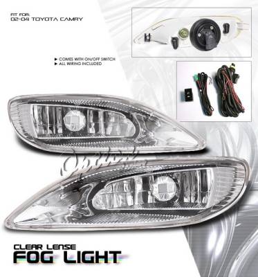 OptionRacing - Toyota Camry Option Racing Fog Light Kit with Wiring Kit - White - 28-44184