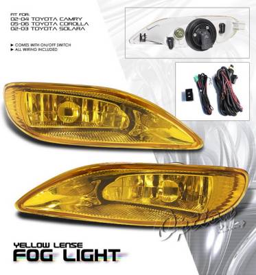 OptionRacing - Toyota Camry Option Racing Fog Light Kit with Wiring Kit - Yellow - 28-44185