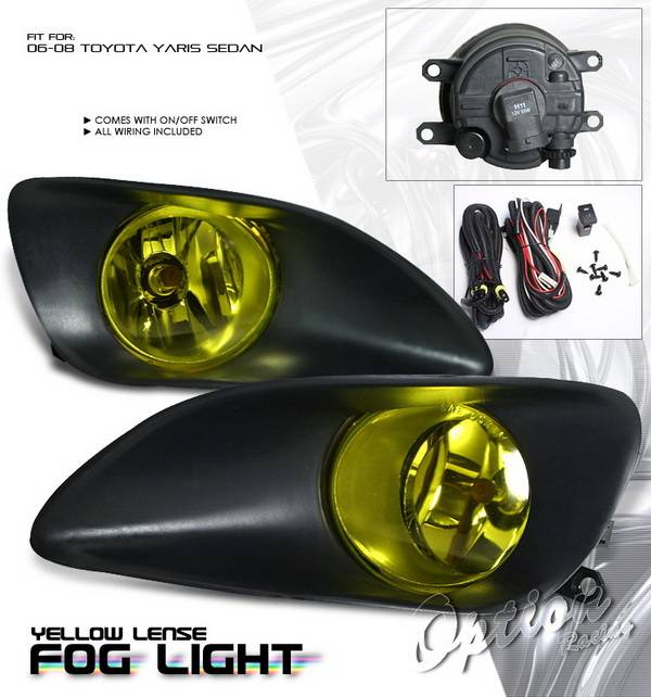 OptionRacing - Toyota Yaris Option Racing Fog Light Kit with Wiring Kit - Yellow - 28-44194