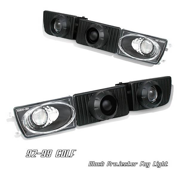OptionRacing - Volkswagen Golf Option Racing Fog Light Kit - Black Projector - 28-45164