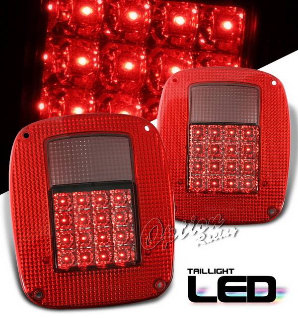 OptionRacing - Jeep Wrangler Option Racing Taillights - Red & Smoke - 75-26370