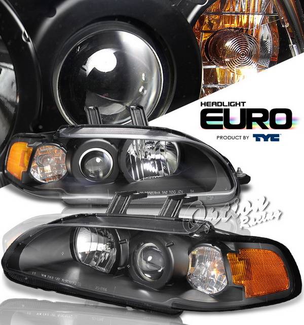 OptionRacing - Honda Civic HB Option Racing Projector Headlights - Black - 1PC - 80-6165-45