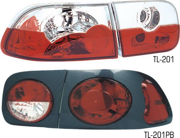 Pilot - Honda Civic 2DR & 4DR Pilot Chrome Taillight - Pair - TL-201