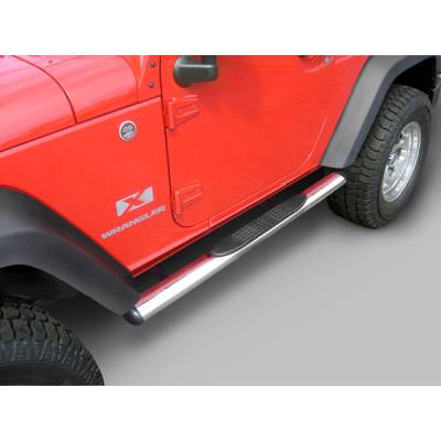 Omix - Rugged Ridge Side Tube Step - 4 inch - Oval - Stainless Steel - 11593-07