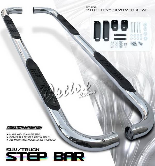 OptionRacing - Chevrolet Silverado Option Racing Side Step Bar - Stainless - 30-15109
