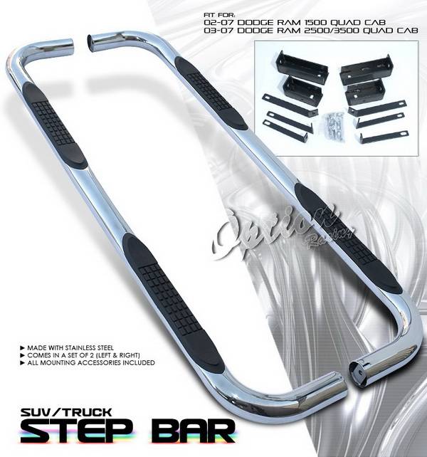 OptionRacing - Dodge Ram Option Racing Side Step Bar - Stainless - 30-17121-J1